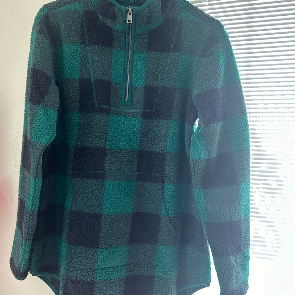Nice sherpa Women's Fleece Quarter-Zip Sweatshirt green/black